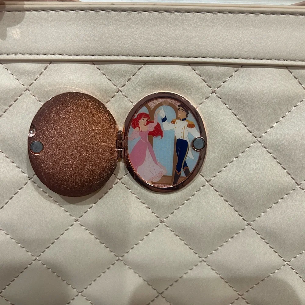 Loungefly Disney Ariel Cream Quilted Shoulder Bag with Rose Gold Accents - Picture 3 of 9